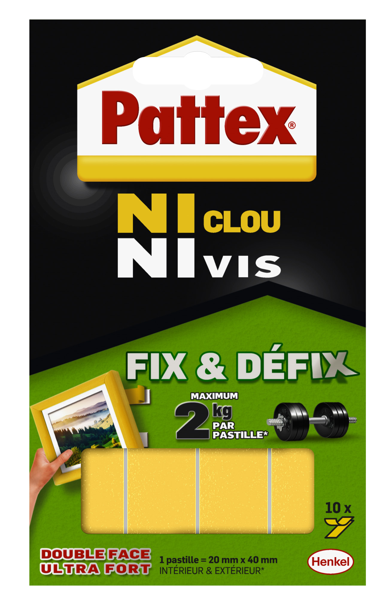 Adhésif de fixation Ni Clou Ni Vis Fix & Defix 2kg - 10 pastilles - 20mm*40mm - PATTEX